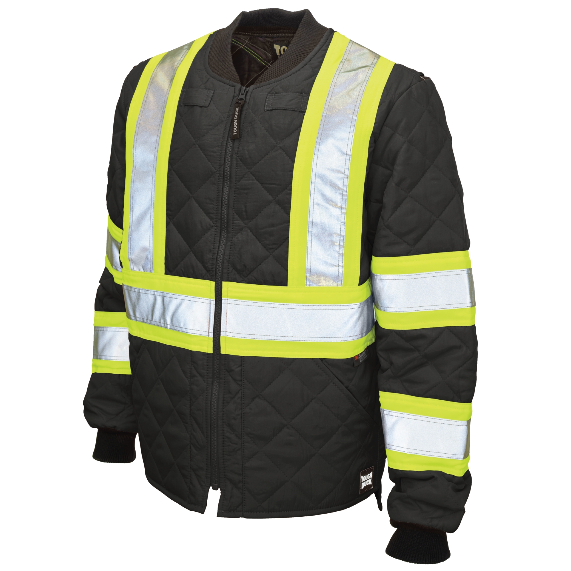 Tough Duck, Quilted Safety Jacket, Size S, Color BLACK, Model# S43211-BLK-S